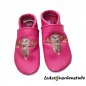 Preview: Lederpuschen pink, mit Stickerei Faultier (cappuccino)